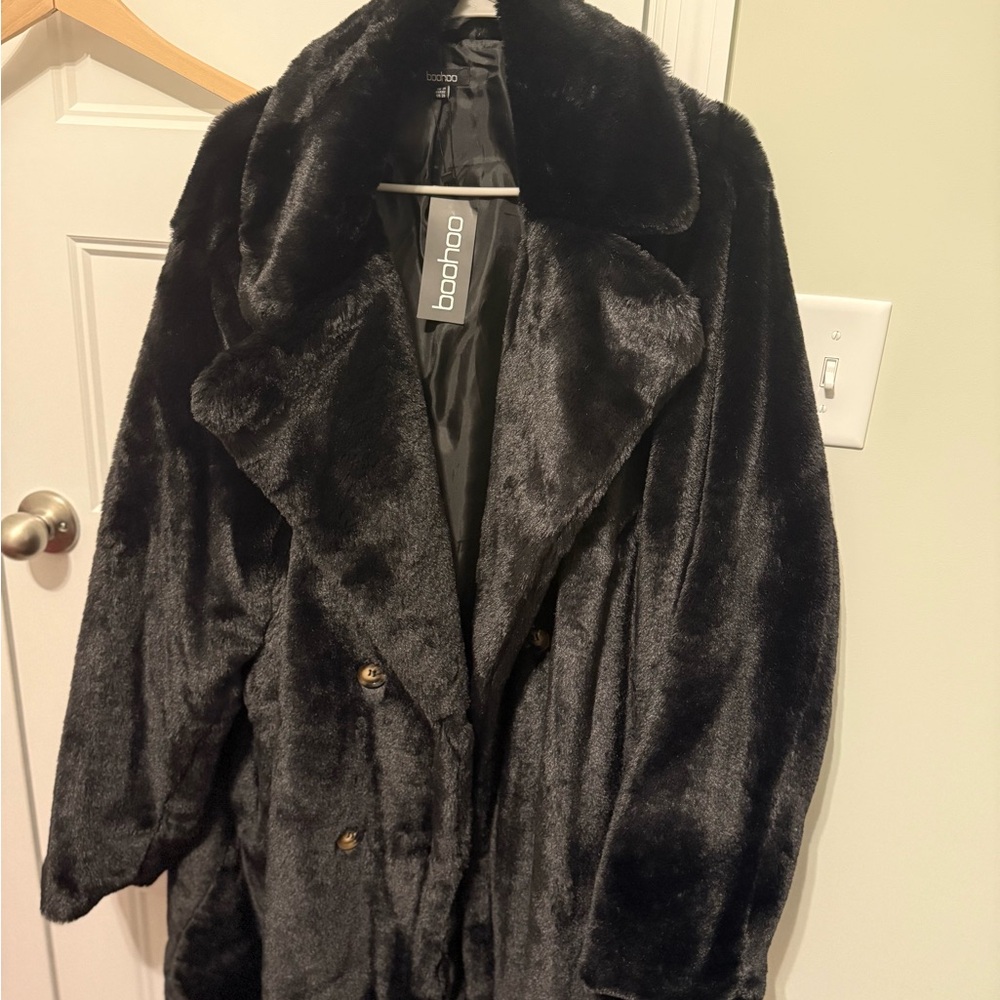 Faux fur coat plus size